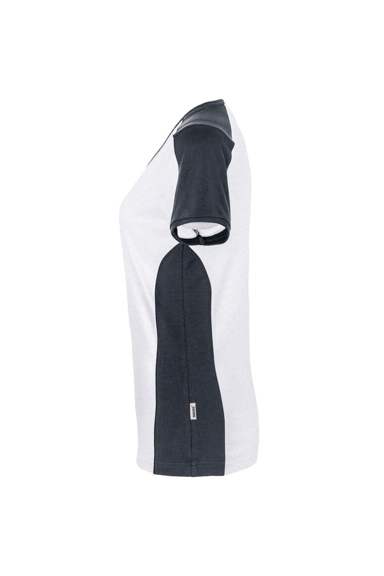 HAKRO Damen V-Shirt Contrast MIKRALINAR® - Weiß/anthrazit - 2