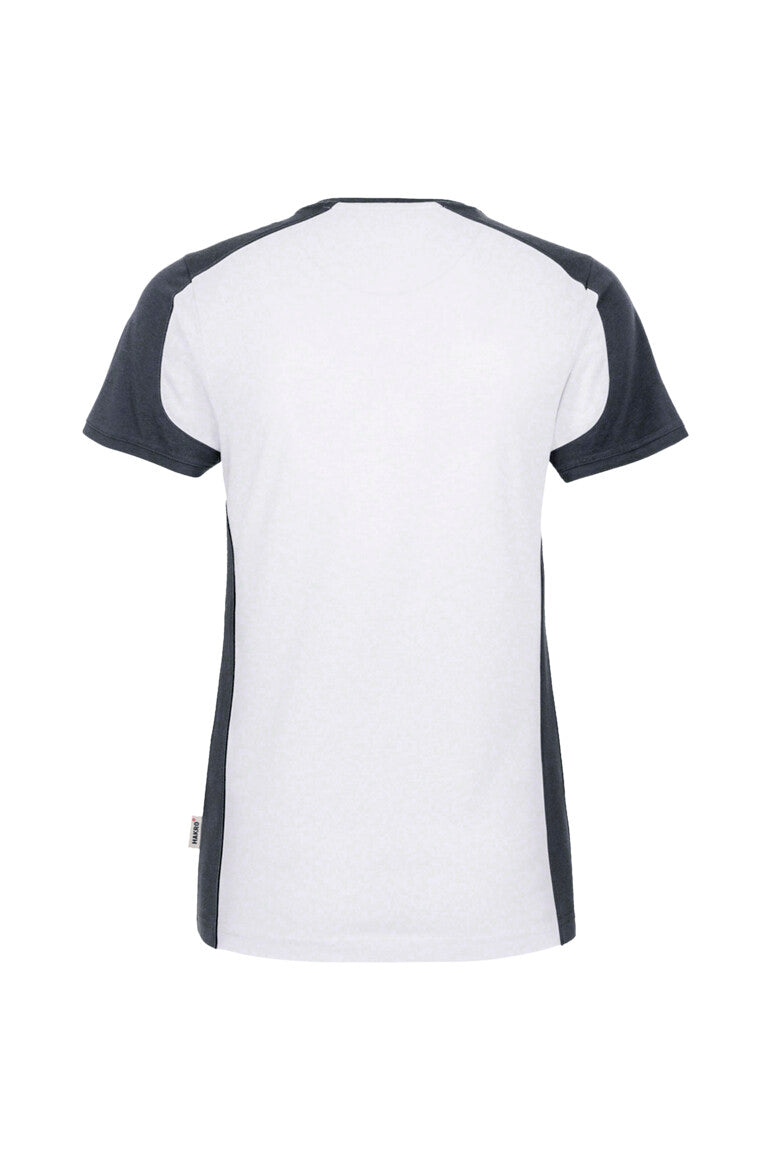 HAKRO Damen V-Shirt Contrast MIKRALINAR® - Weiß/anthrazit - 3