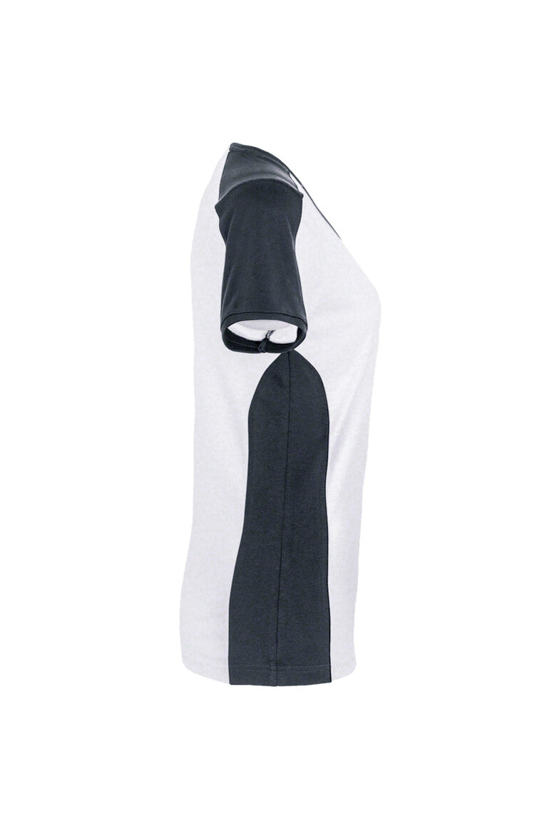HAKRO Damen V-Shirt Contrast MIKRALINAR® - Weiß/anthrazit - 4