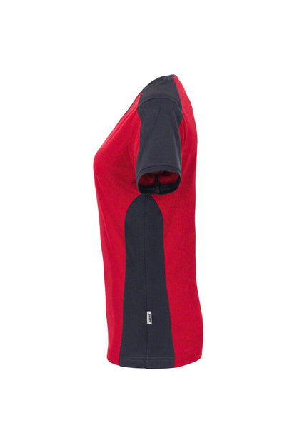 HAKRO Damen V-Shirt Contrast MIKRALINAR® - Rot/anthrazit - 2