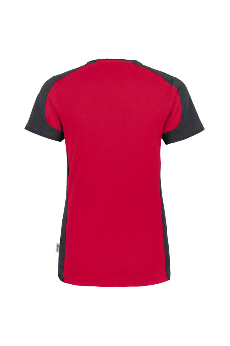 HAKRO Damen V-Shirt Contrast MIKRALINAR® - Rot/anthrazit - 3