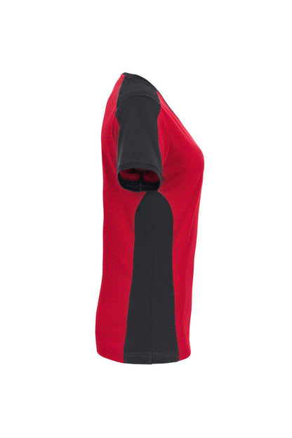 HAKRO Damen V-Shirt Contrast MIKRALINAR® - Rot/anthrazit - 4