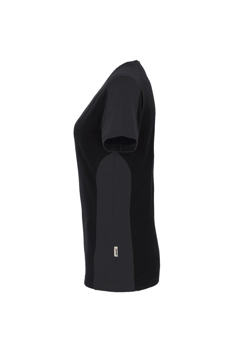 HAKRO Damen V-Shirt Contrast MIKRALINAR® - Schwarz/anthrazit - 2