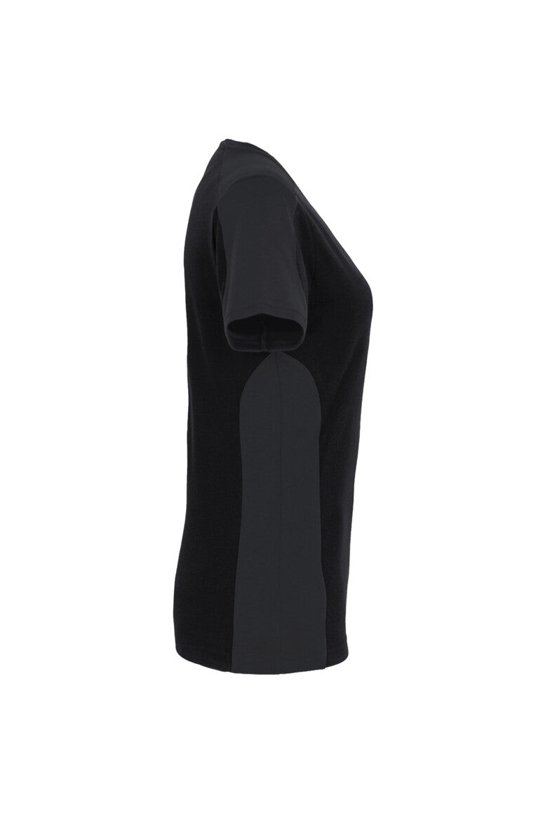 HAKRO Damen V-Shirt Contrast MIKRALINAR® - Schwarz/anthrazit - 4