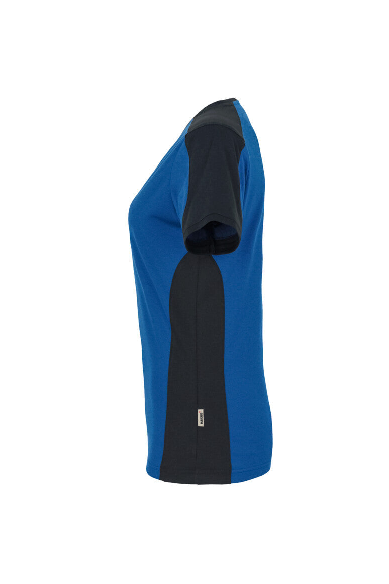 HAKRO Damen V-Shirt Contrast MIKRALINAR® - Royalblau/anthrazit - 2