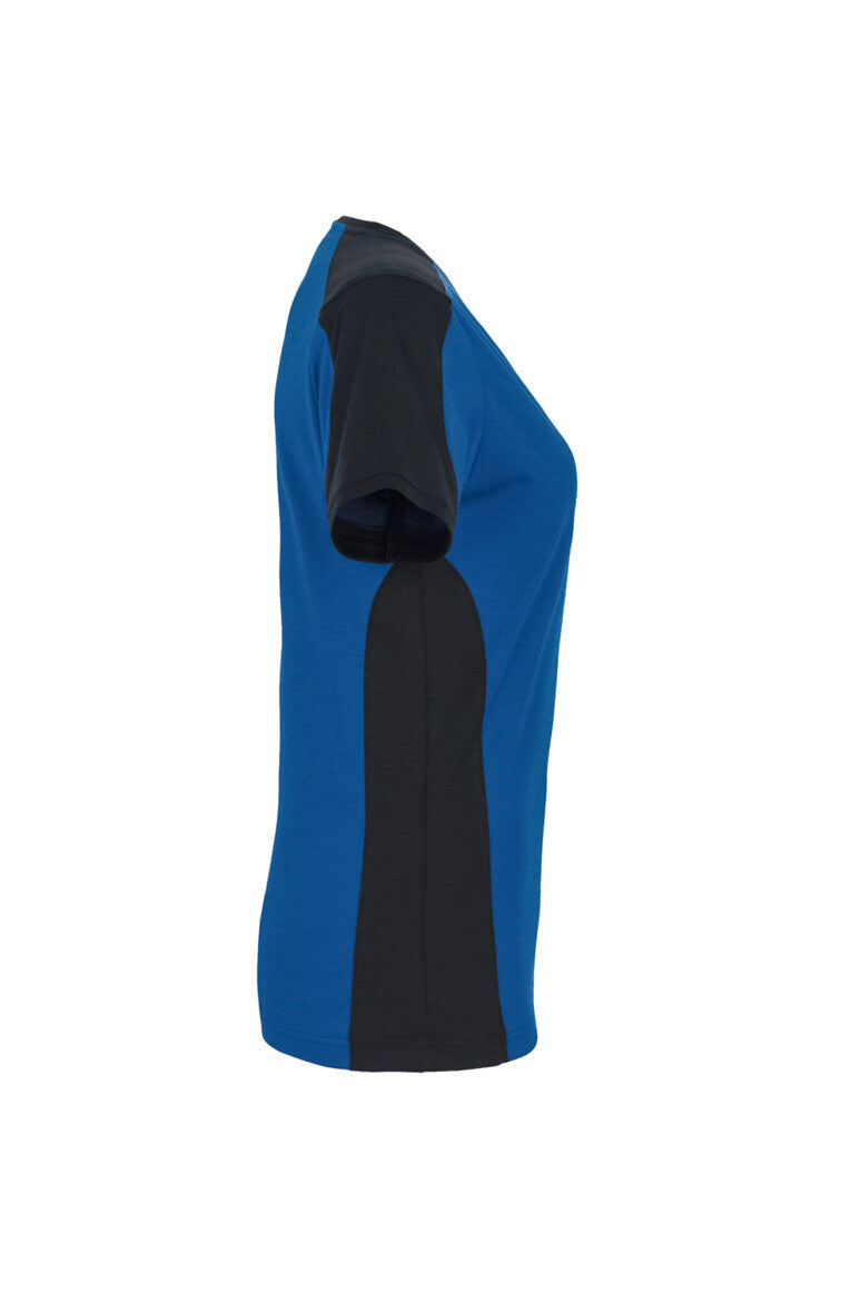 HAKRO Damen V-Shirt Contrast MIKRALINAR® - Royalblau/anthrazit - 4