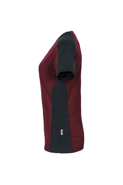 HAKRO Damen V-Shirt Contrast MIKRALINAR® - Weinrot/anthrazit - 2
