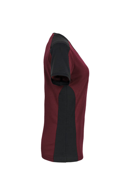 HAKRO Damen V-Shirt Contrast MIKRALINAR® - Weinrot/anthrazit - 4
