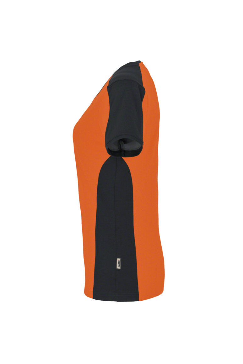 HAKRO Damen V-Shirt Contrast MIKRALINAR® - Orange/anthrazit - 2