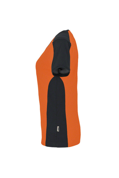 HAKRO Damen V-Shirt Contrast MIKRALINAR® - Orange/anthrazit - 2
