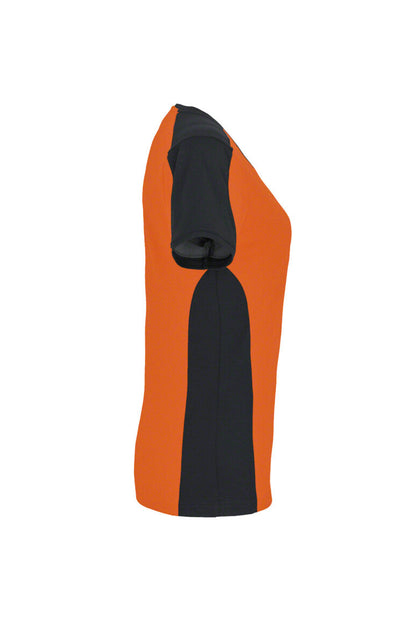 HAKRO Damen V-Shirt Contrast MIKRALINAR® - Orange/anthrazit - 4