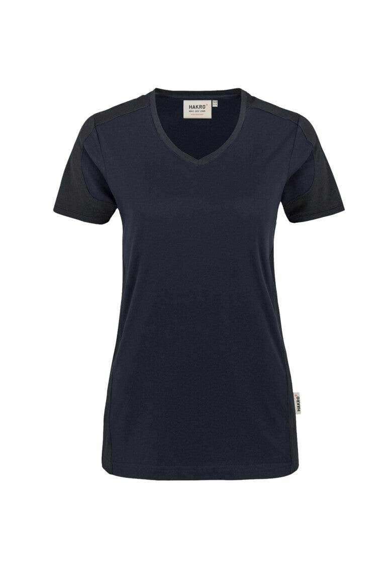 HAKRO Damen V-Shirt Contrast MIKRALINAR® - Tinte/anthrazit - 1