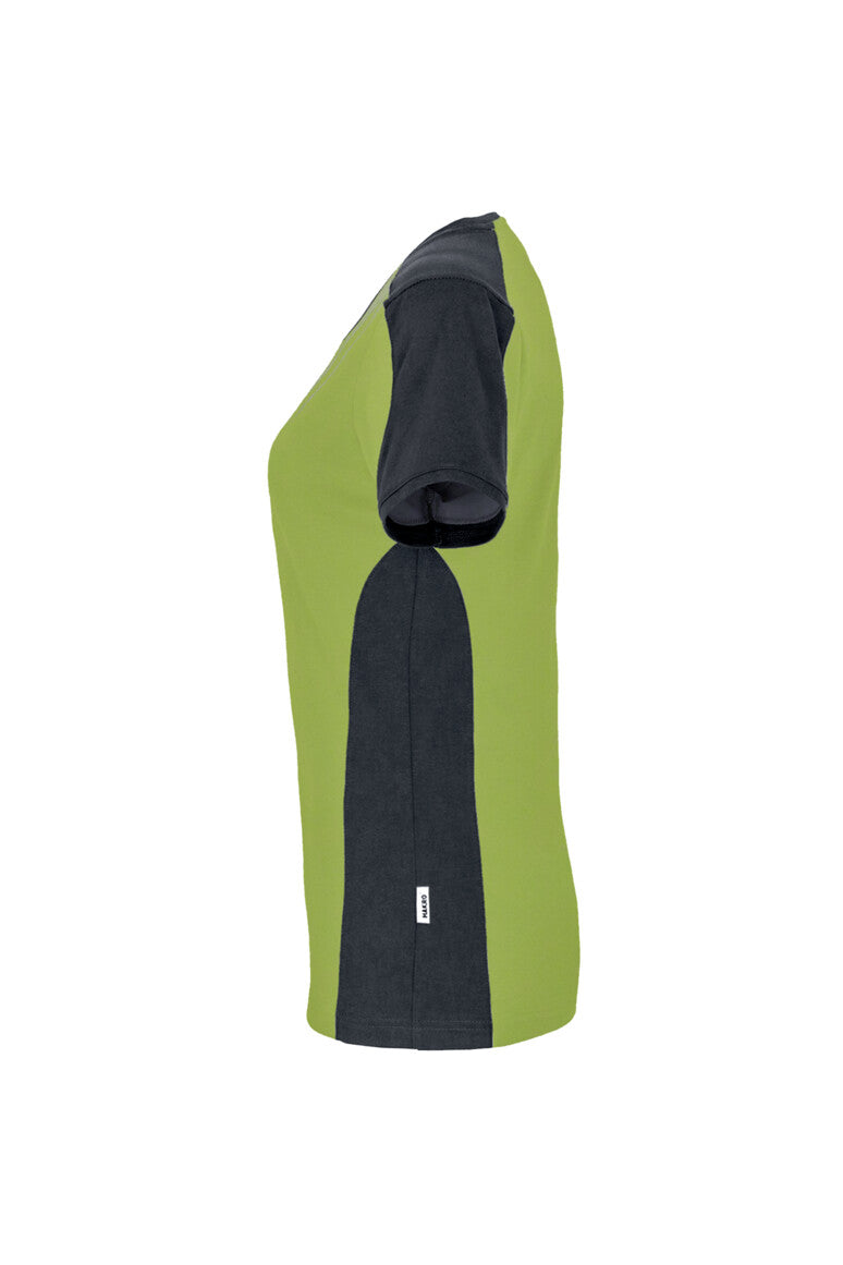 HAKRO Damen V-Shirt Contrast MIKRALINAR® - Kiwi/anthrazit - 2