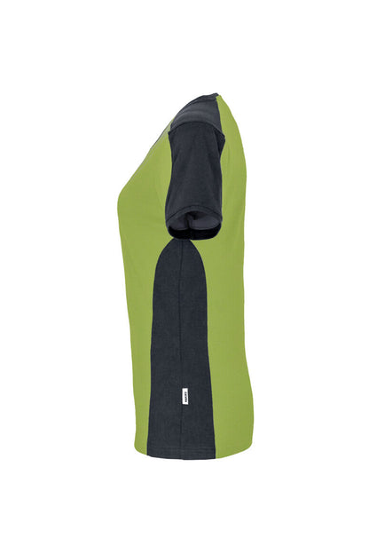 HAKRO Damen V-Shirt Contrast MIKRALINAR® - Kiwi/anthrazit - 2