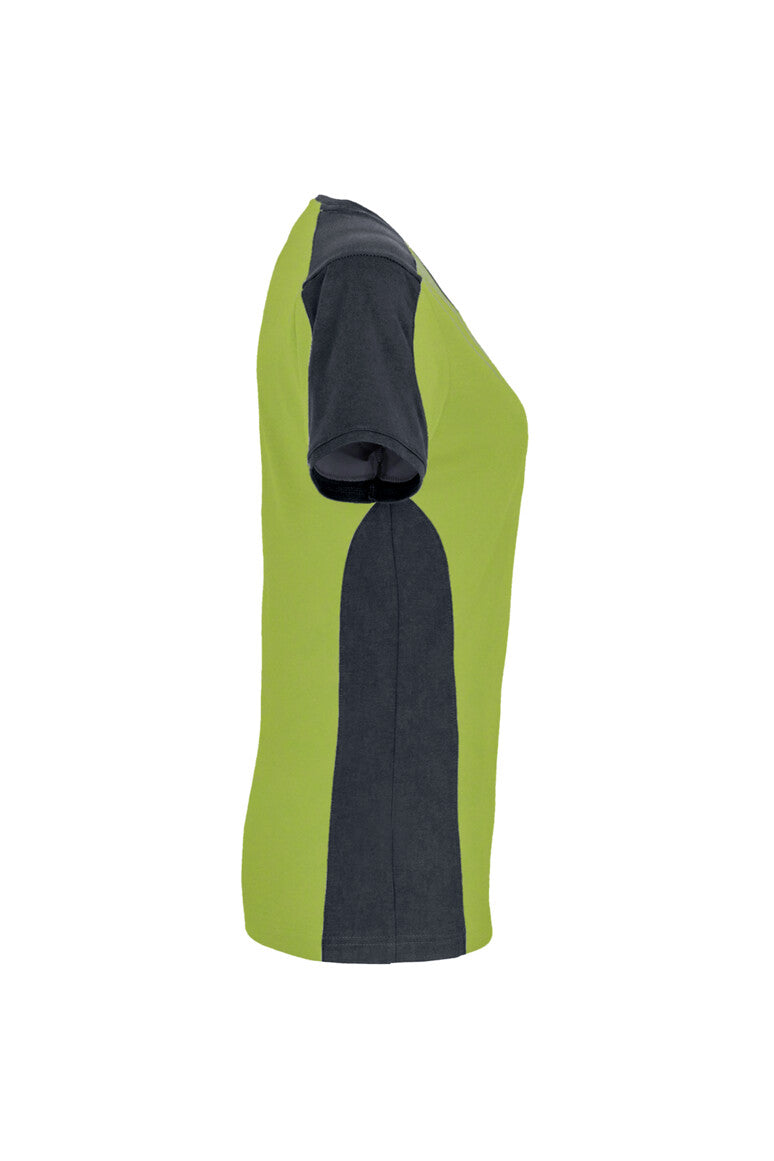 HAKRO Damen V-Shirt Contrast MIKRALINAR® - Kiwi/anthrazit - 4