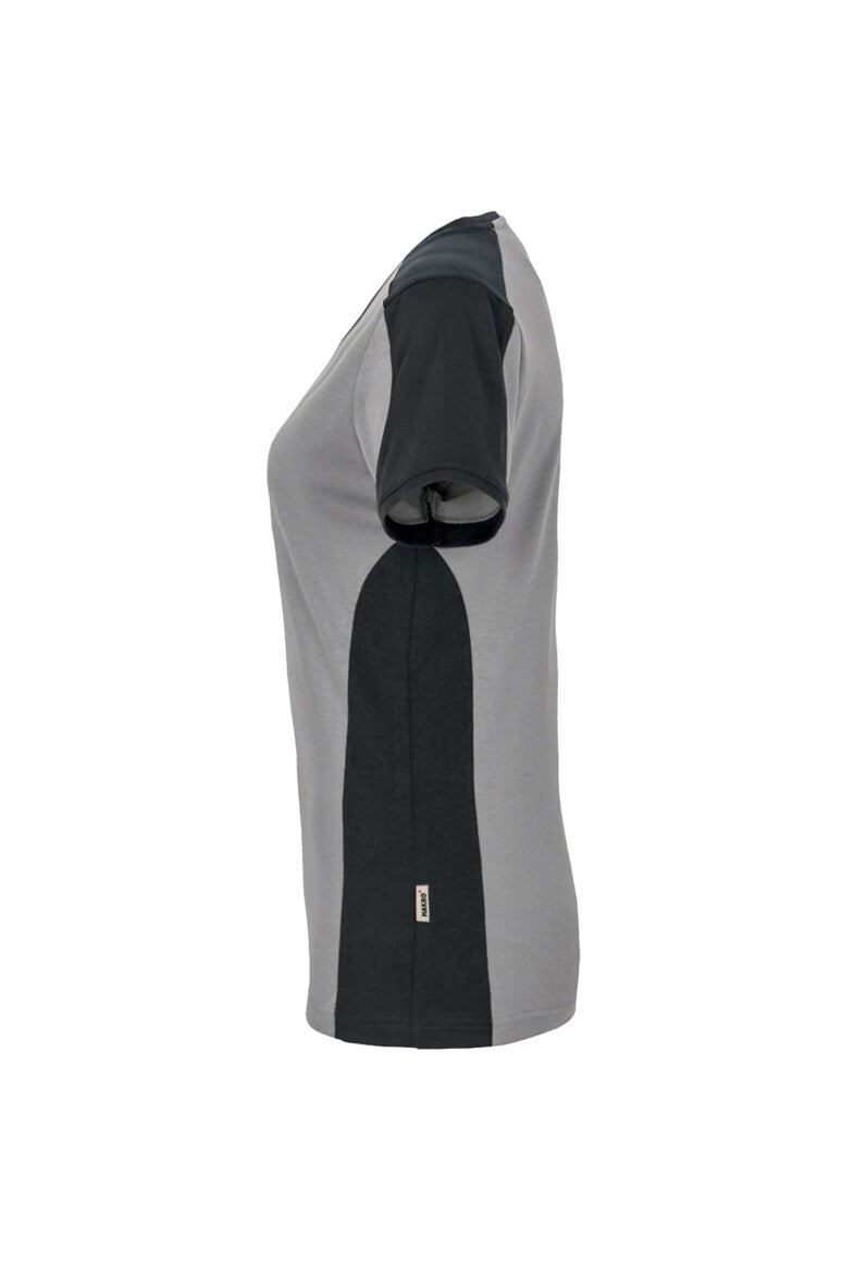 HAKRO Damen V-Shirt Contrast MIKRALINAR® - Titan/anthrazit - 2