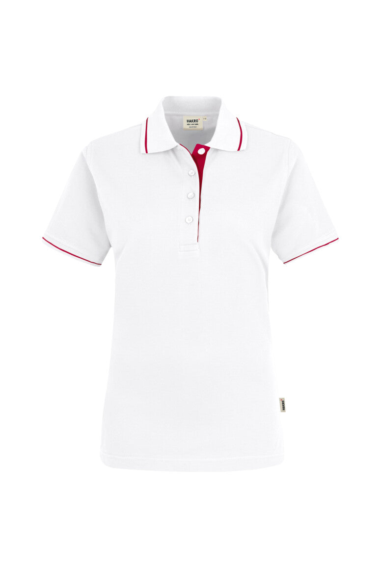 HAKRO Damen Poloshirt Casual - Weiß/rot - 1