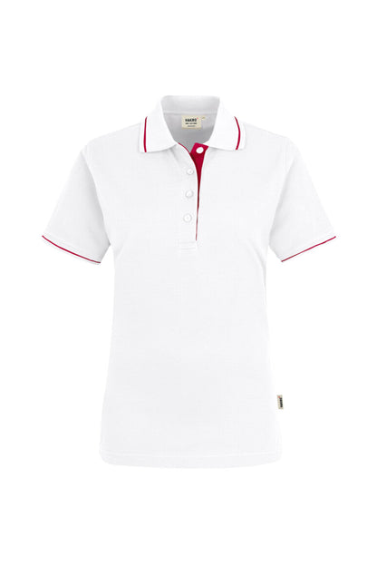 HAKRO Damen Poloshirt Casual - Weiß/rot - 1