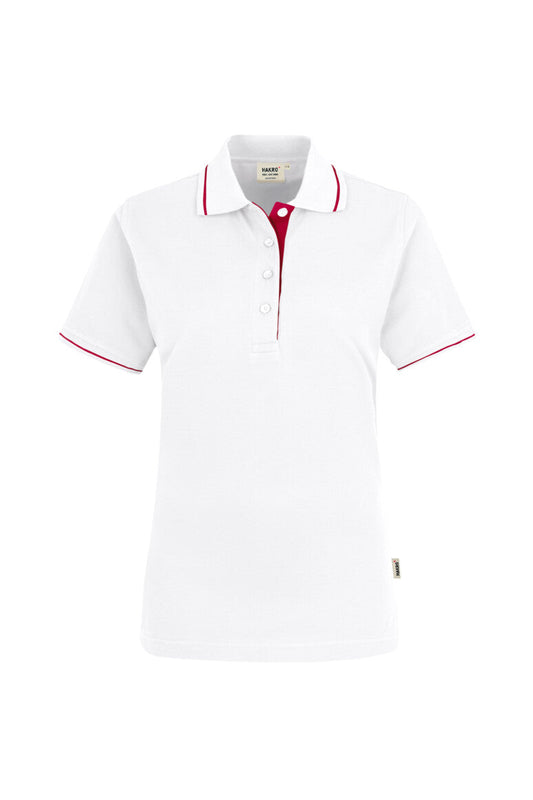 HAKRO Damen Poloshirt Casual - Weiß/rot - 1