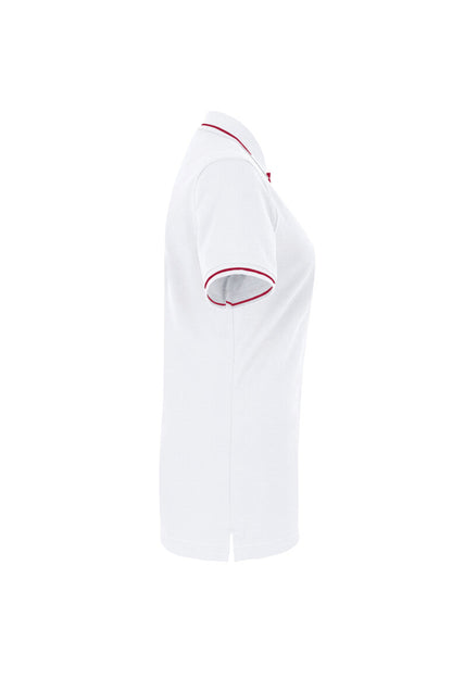 HAKRO Damen Poloshirt Casual - Weiß/rot - 4