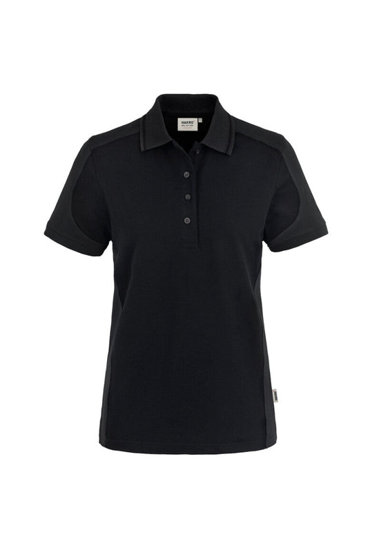 HAKRO Damen Poloshirt Contrast MIKRALINAR® - Schwarz/anthrazit - 1