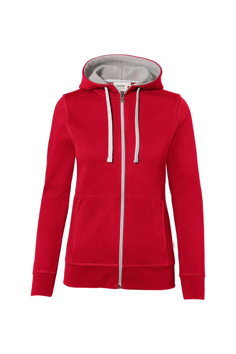 HAKRO Damen Kapuzenjacke Bonded ECO - Rot/silber - 1