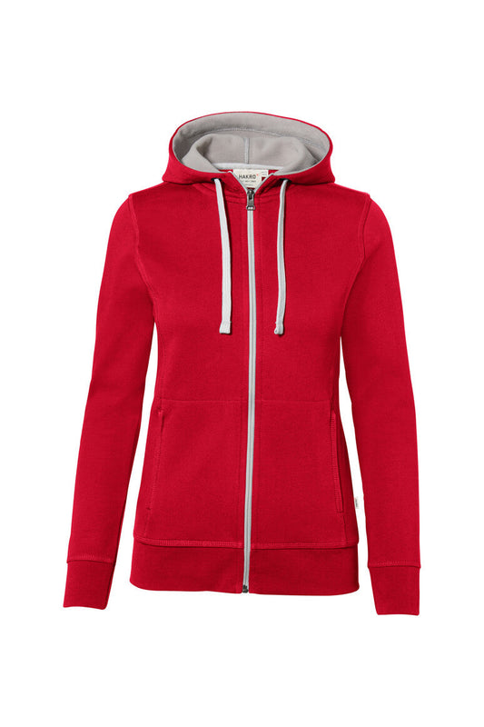 HAKRO Damen Kapuzenjacke Bonded ECO - Rot/silber - 1