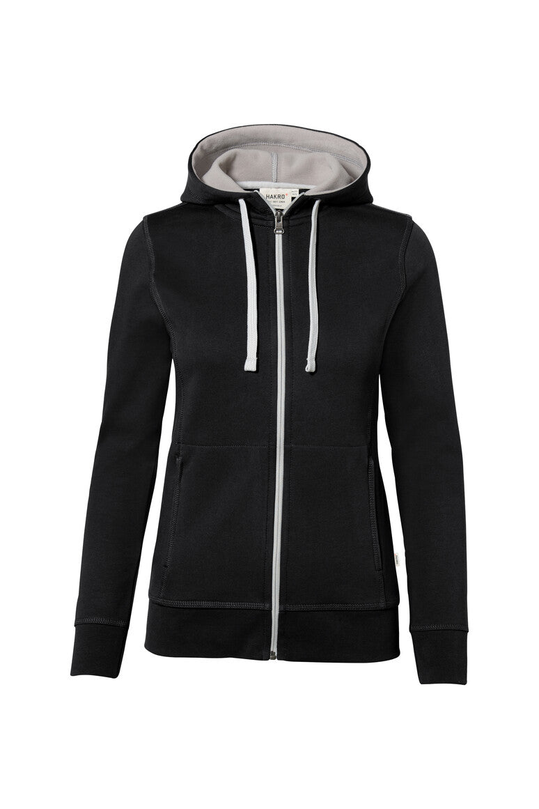 HAKRO Damen Kapuzenjacke Bonded ECO - Schwarz/silber - 1