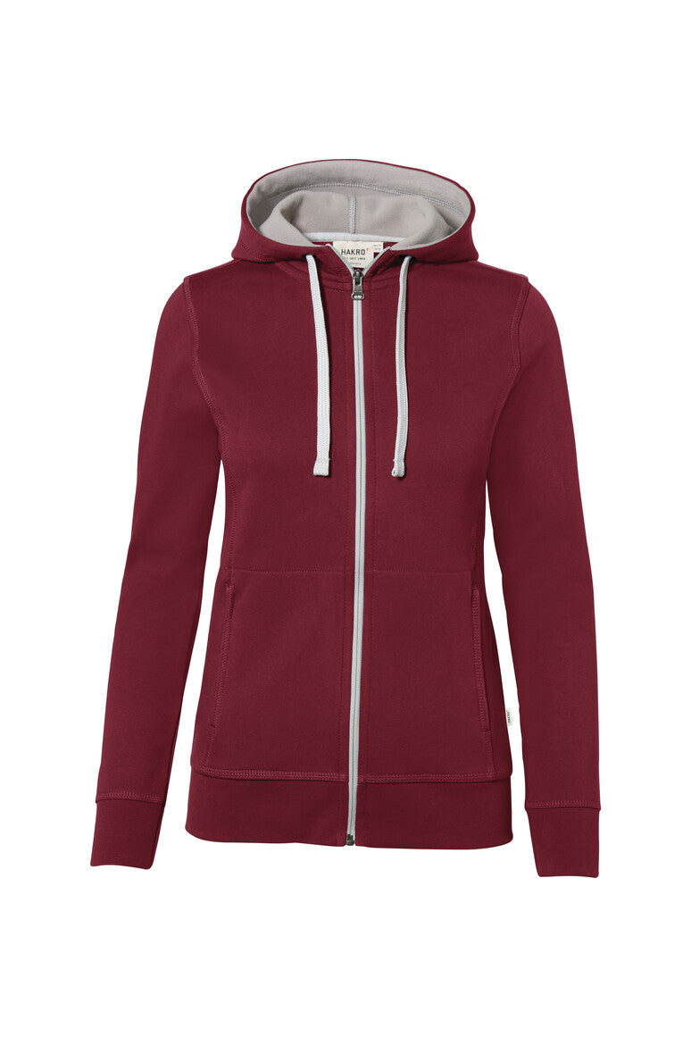 HAKRO Damen Kapuzenjacke Bonded ECO - Weinrot/silber - 1