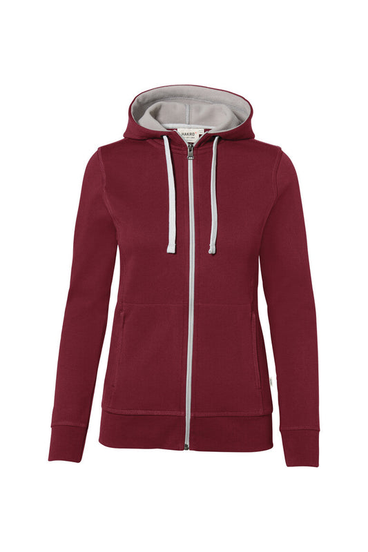 HAKRO Damen Kapuzenjacke Bonded ECO - Weinrot/silber - 1