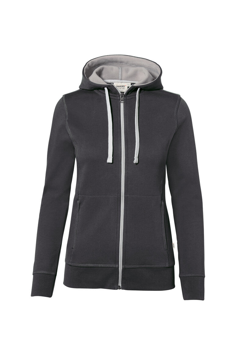 HAKRO Damen Kapuzenjacke Bonded ECO - Karbongrau/silber - 1