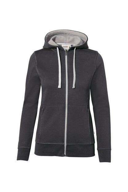 HAKRO Damen Kapuzenjacke Bonded ECO - Karbongrau/silber - 1