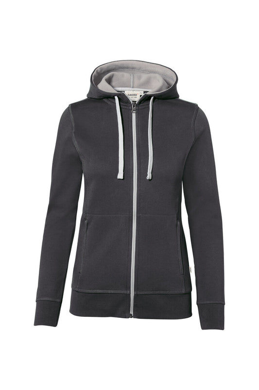 HAKRO Damen Kapuzenjacke Bonded ECO - Karbongrau/silber - 1