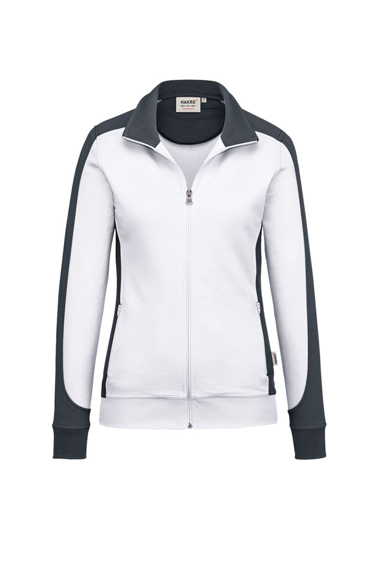 HAKRO Damen Sweatjacke Contrast MIKRALINAR® - Weiß/anthrazit - 1