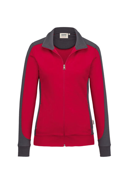 HAKRO Damen Sweatjacke Contrast MIKRALINAR® - Rot/anthrazit - 1