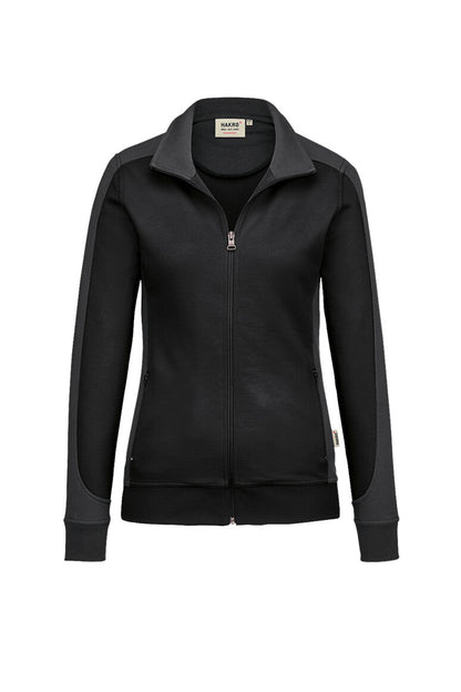 HAKRO Damen Sweatjacke Contrast MIKRALINAR® - Schwarz/anthrazit - 1