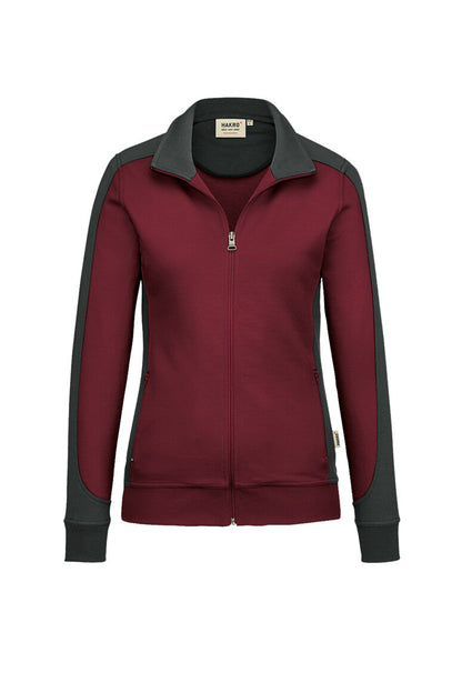 HAKRO Damen Sweatjacke Contrast MIKRALINAR® - Weinrot/anthrazit - 1