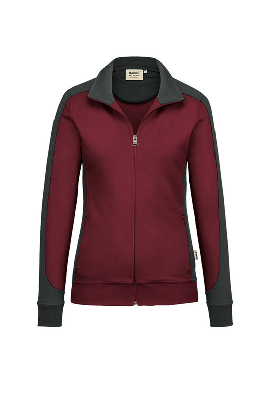 HAKRO Damen Sweatjacke Contrast MIKRALINAR® - Weinrot/anthrazit - 1