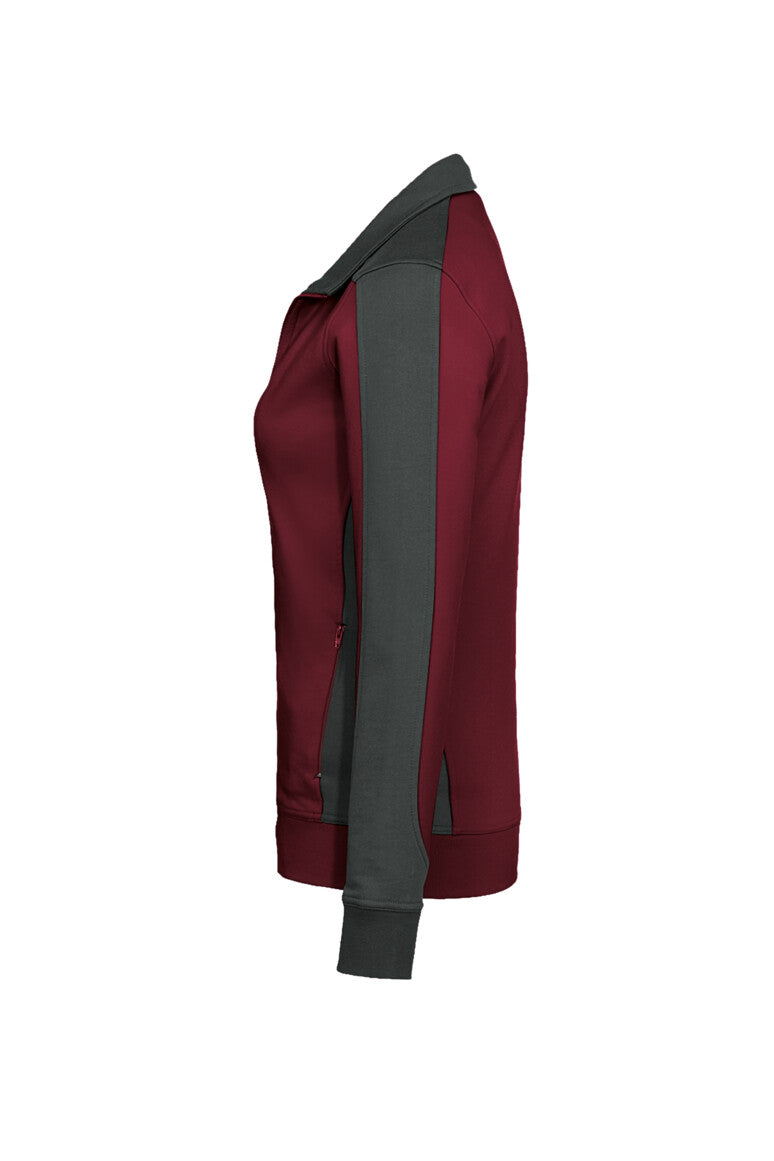 HAKRO Damen Sweatjacke Contrast MIKRALINAR® - Weinrot/anthrazit - 2