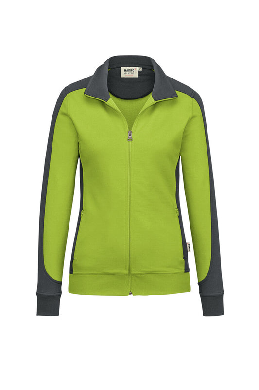 HAKRO Damen Sweatjacke Contrast MIKRALINAR® - Kiwi/anthrazit - 1