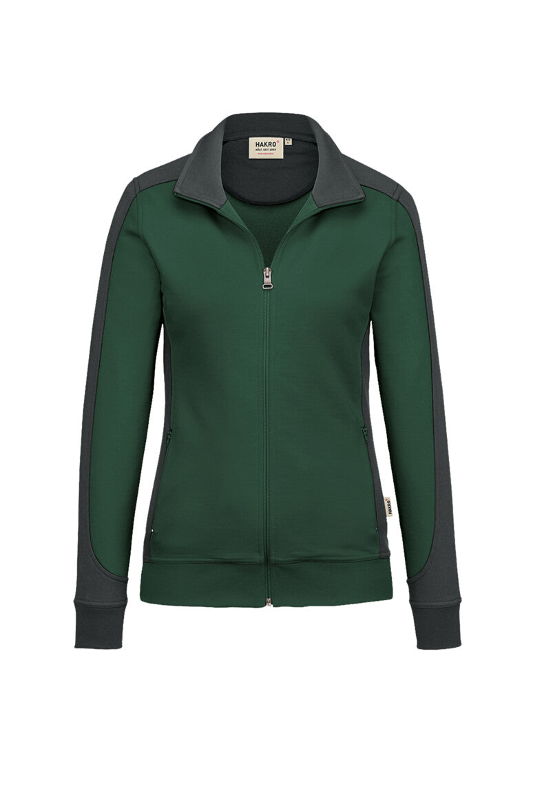 HAKRO Damen Sweatjacke Contrast MIKRALINAR® - Tanne/anthrazit - 1
