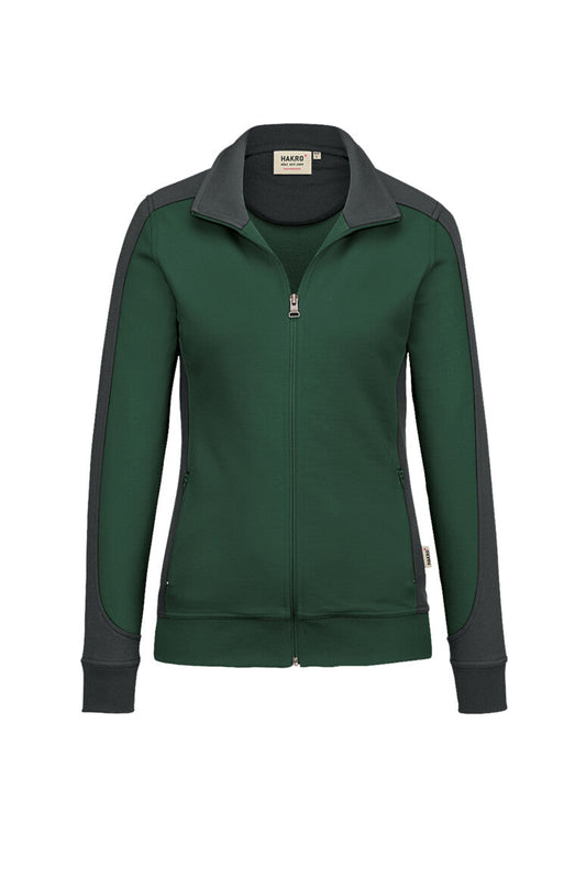 HAKRO Damen Sweatjacke Contrast MIKRALINAR® - Tanne/anthrazit - 1