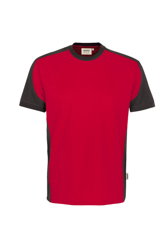 HAKRO T-Shirt Contrast MIKRALINAR® - Rot/anthrazit - 1