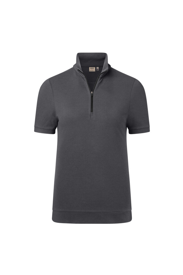 HAKRO Damen Zip-Shirt Piqué MIKRALINAR® ECO - Karbongrau - 1