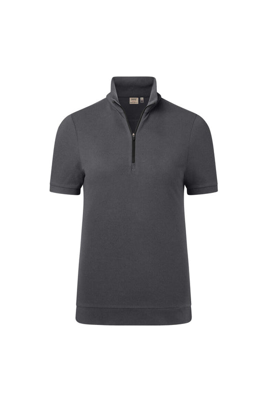 HAKRO Damen Zip-Shirt Piqué MIKRALINAR® ECO - Karbongrau - 1