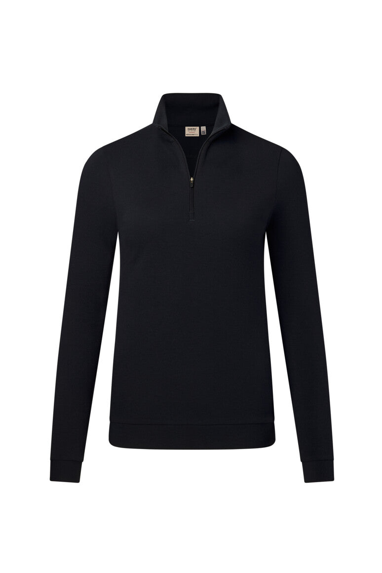 HAKRO Damen Zip-Longsleeve Piqué MIKRALINAR® ECO - Schwarz - 1