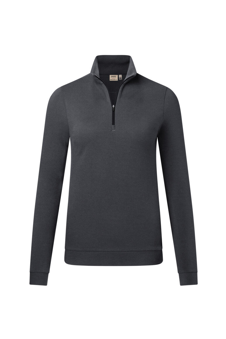 HAKRO Damen Zip-Longsleeve Piqué MIKRALINAR® ECO - Karbongrau - 1