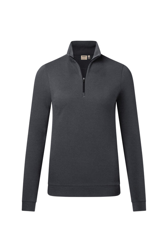 HAKRO Damen Zip-Longsleeve Piqué MIKRALINAR® ECO - Karbongrau - 1