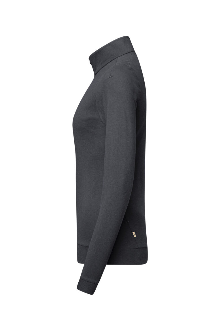 HAKRO Damen Zip-Longsleeve Piqué MIKRALINAR® ECO - Karbongrau - 2