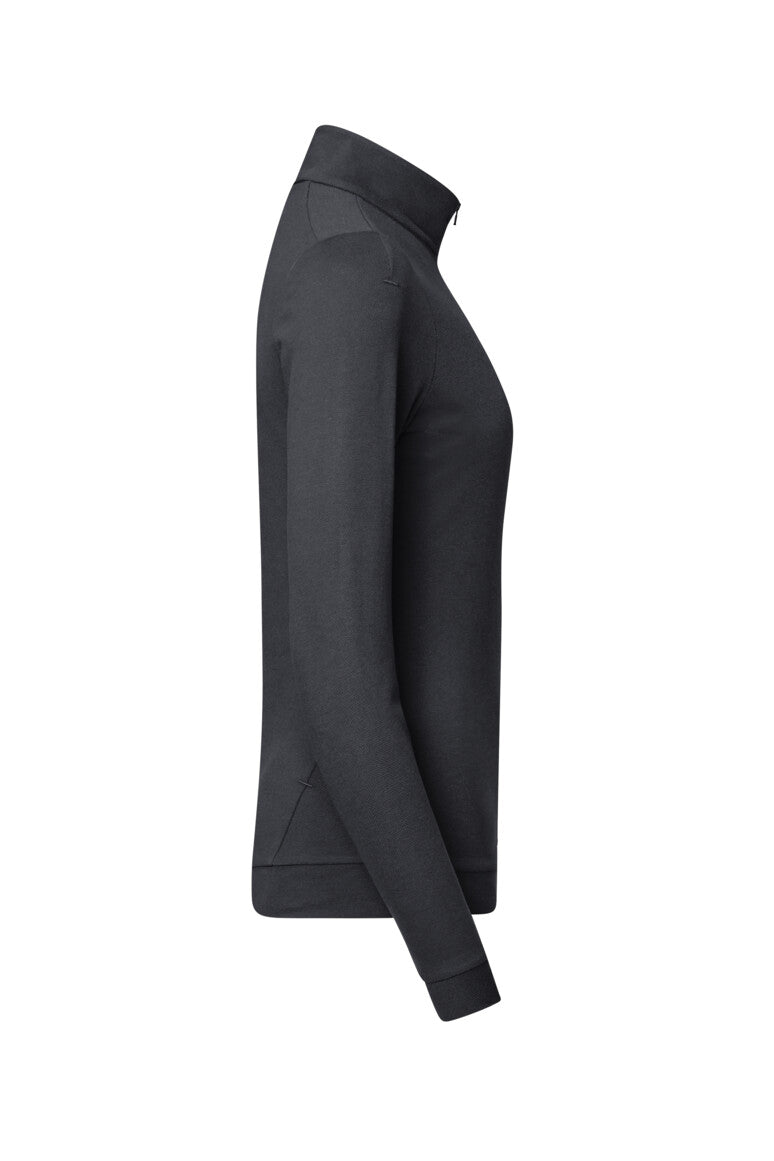 HAKRO Damen Zip-Longsleeve Piqué MIKRALINAR® ECO - Karbongrau - 4